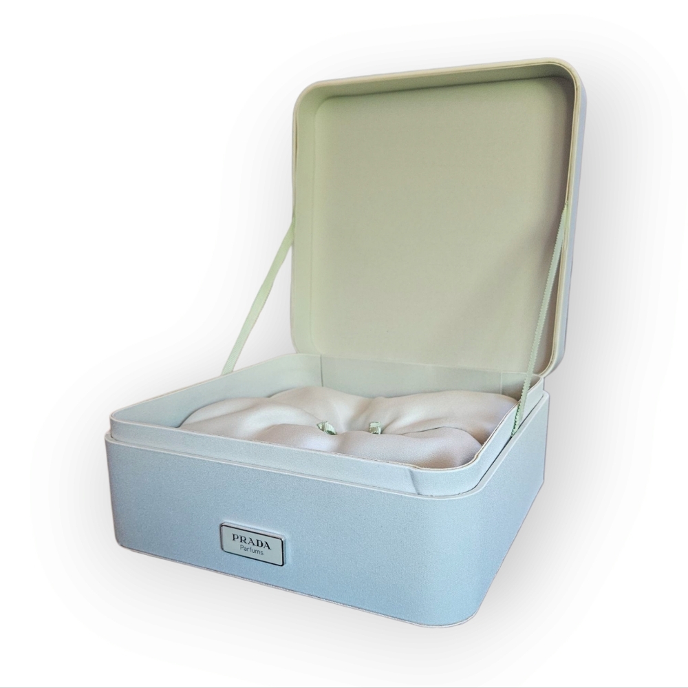 Prada Parfums Mint Green Satin Keepsake/ Travel/ Jewelry/ Cosmetic Box